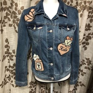 Bear Denim Blue & Pink Jean Jacket L RARE Pink